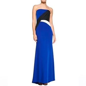 BCBGMAXAZRIA Audrianna Strapless Colorblock Blue Gown new without tags